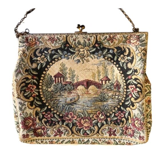Walborg Water Under The Bridge Vintage Tapestry Purse 1940s - Picture 2 of 6